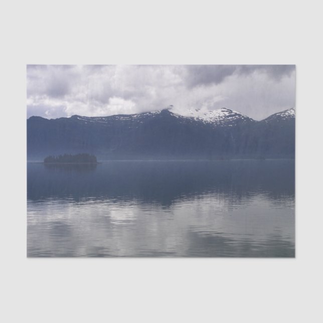 Papier Mousseline Misty Alaskan Sea dans les tons bleu (Recto)
