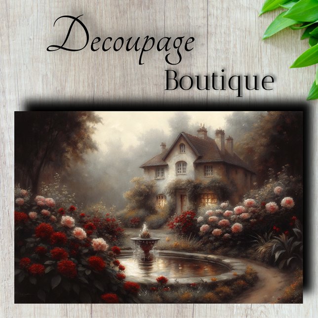 Papier Mousseline Misty Cottage Garden Decoupage (Misty Cottage Garden Decoupage Tissue Paper)