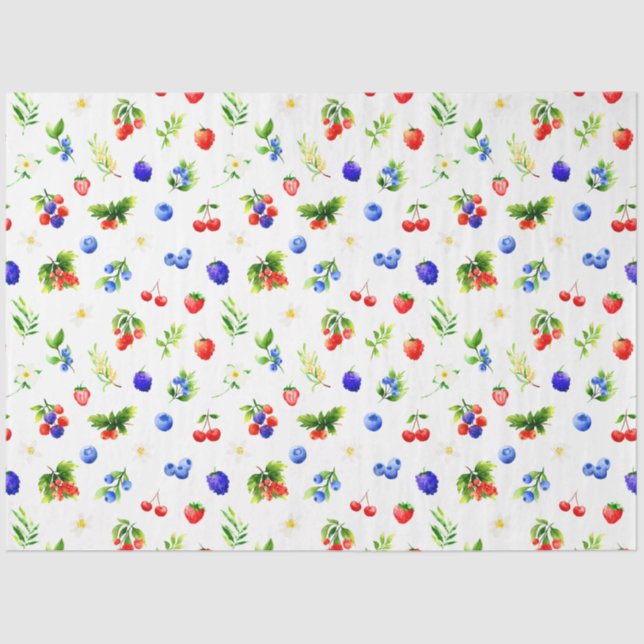 Papier Mousseline Mixed Berries Pattern (Recto)