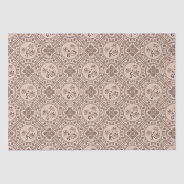Papier Mousseline Mocha Rococo Revival Mandala Geo Diamond Tile (Recto)