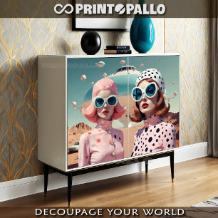 Papier Mousseline Mode femme couple rétrofuturiste de science-fictio