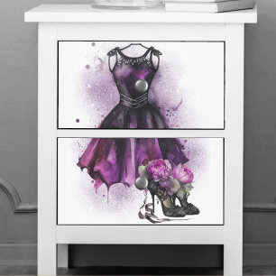 Papier Mousseline Mode Goth   Robe violette avec haut talons plat