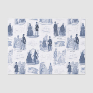 Papier Mousseline Mode vintage élégante bleue de Biedermeier Toile
