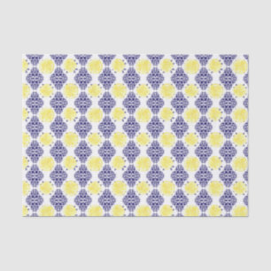 Papier Mousseline Modèle de Damas de lémon blanc et marine