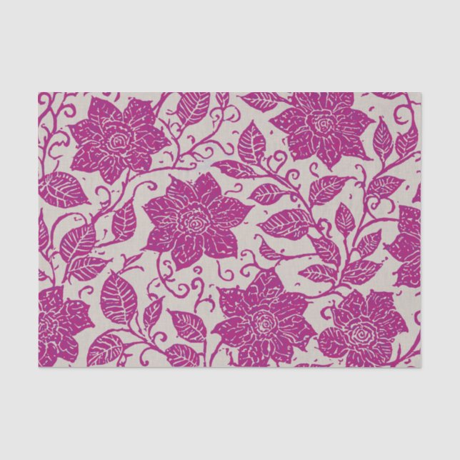 Papier Mousseline Modèle floral antique (Recto)