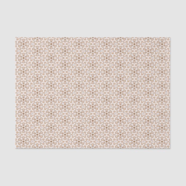 Papier Mousseline Modèle floral Brown et blanc (Recto)