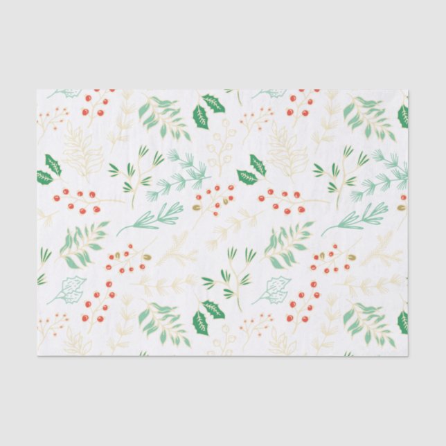 Papier Mousseline Modèle floral classique de Noël (Recto)