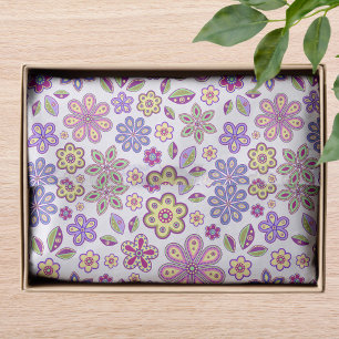 Papier Mousseline Modèle floral hippie moderne   Botanique