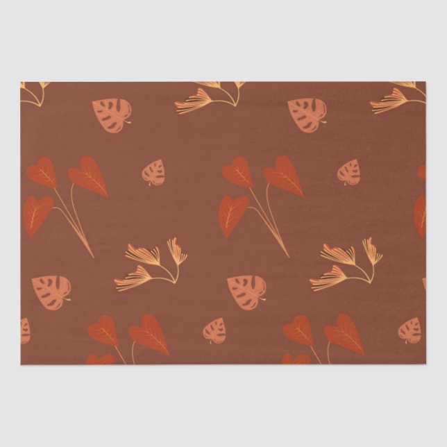 Papier Mousseline Modèle Floral Terracotta (Recto)