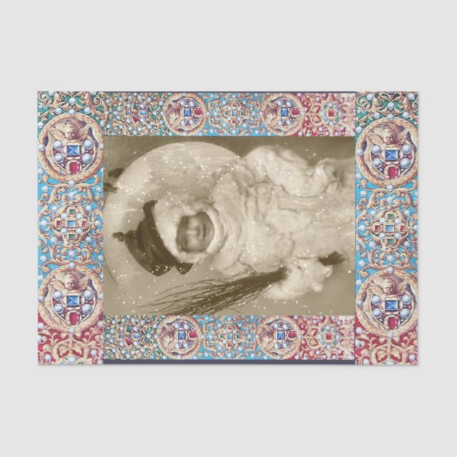 PAPIER MOUSSELINE MODÈLE PHOTO D'HIVER, ANGES, BIJOUX PRÉCIEUX, GÈME (Recto)