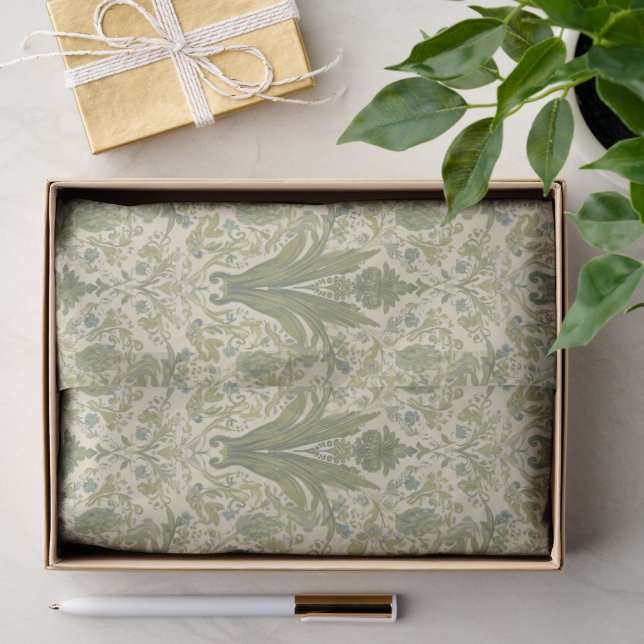 Papier Mousseline Modèle vert sauge fleur de jacinthe de William Mor (Cadeau)
