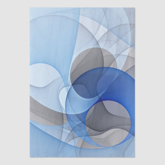 Papier Mousseline Modern Abstract Blue Gray Fractal Art Graphic (Recto)