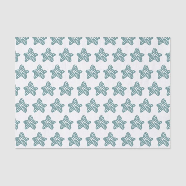 Papier Mousseline Modern Blue Star Sketch Pattern (Recto)