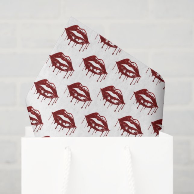 Papier Mousseline Modern Glitter Lips Valentine Pattern (Sac cadeau)
