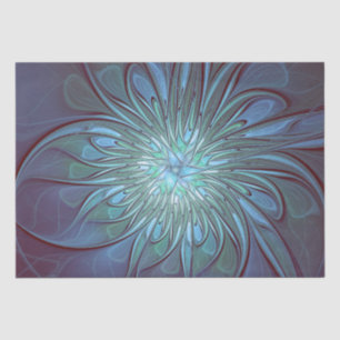 Papier Mousseline Moderne Abstrait tendance Fleur bleue Fractal Art