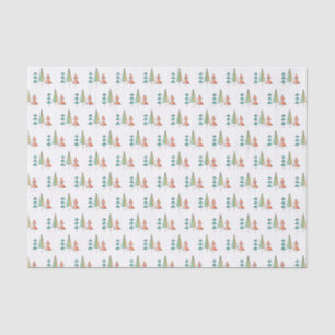 Papier Mousseline moderne arc-en-ciel arbres roses sarcelle simple m