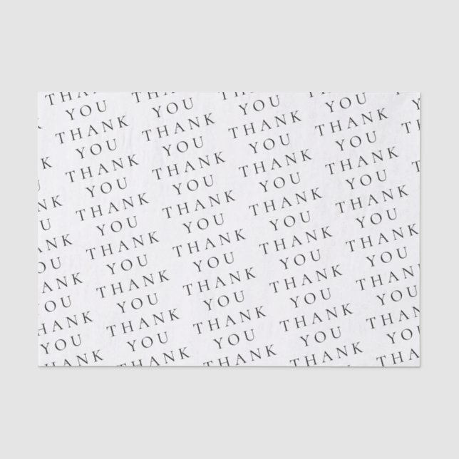 Papier Mousseline Moderne Élégant Blanc Noir Merci Personnalisé  (Recto)