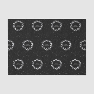Papier Mousseline Moderne Elégant noir+blanc Noël Holly Wreath