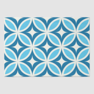 Papier Mousseline Moderne géométrique bleu marine du milieu du siècl