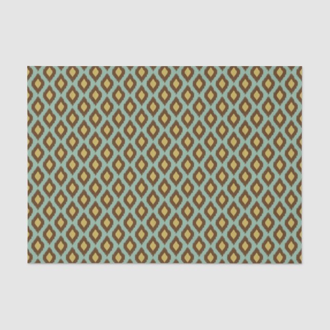 Papier Mousseline Moderne jaune bleu d'ikat tribal moderne (Recto)