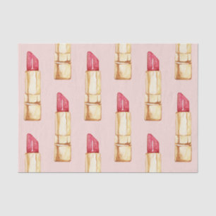 Papier Mousseline Moderne Pastel rose & rouge Motif à lèvres