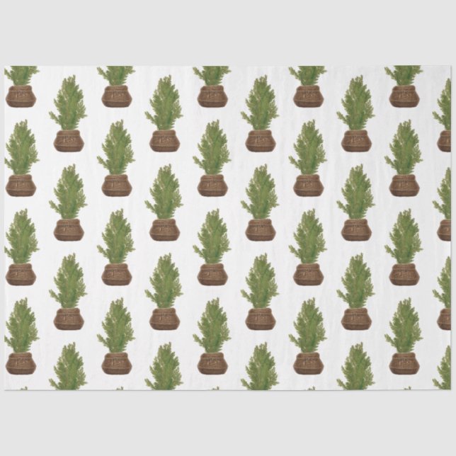 Papier Mousseline Moderne Russe Aquarelle Noël Arbre de Noël (Recto)