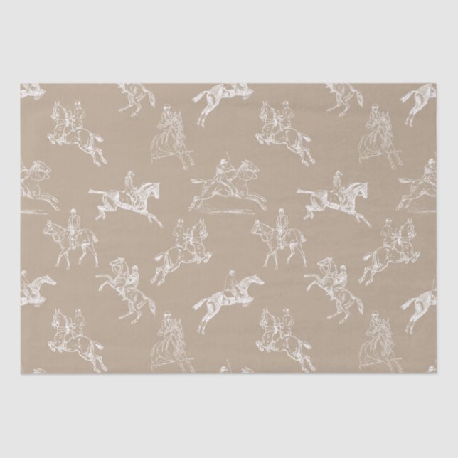 Papier Mousseline Moderne Style Taupe Blanc Horseback Toile (Recto)