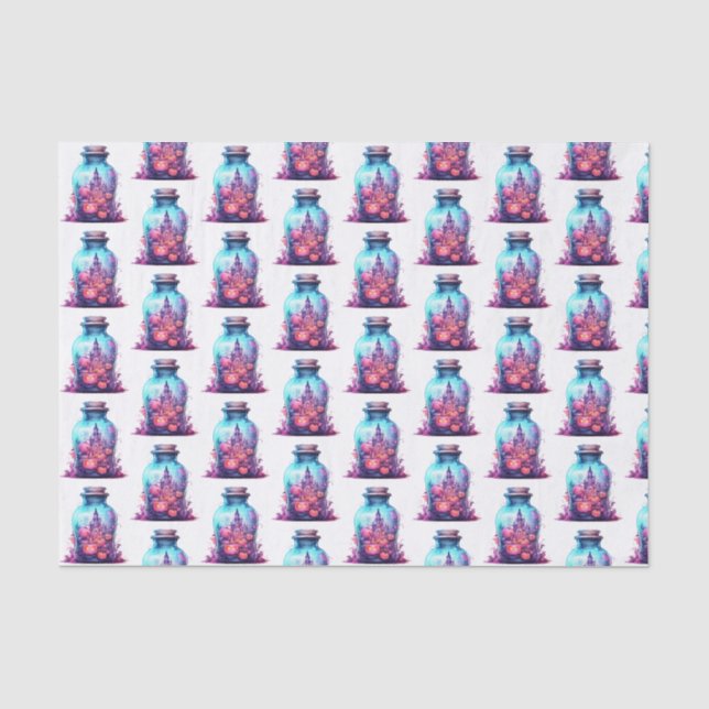 Papier Mousseline Moderne Vivid pastel bleu et rose pastel Halloween (Recto)