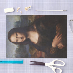 Papier Mousseline Mona Lisa et Leonardo da Vinci /Italie vintage