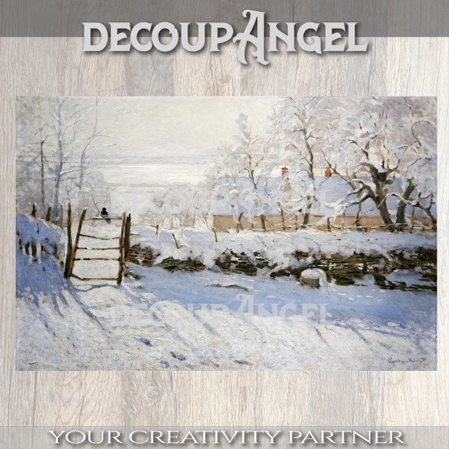 Papier Mousseline Monet - La Magpie (Scène D'Hiver) Découpage (Créateur téléchargé)