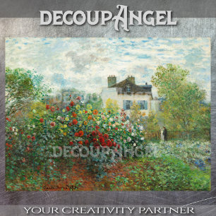 Papier Mousseline Monet - Un coin du jardin avec Dahlias Decoupa