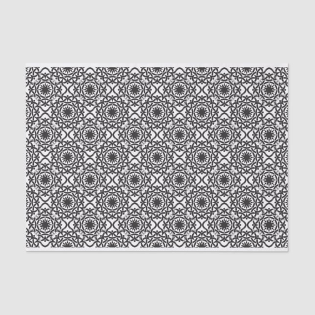 Papier Mousseline Monochrome Celtic Tangled Knot Motif (Recto)