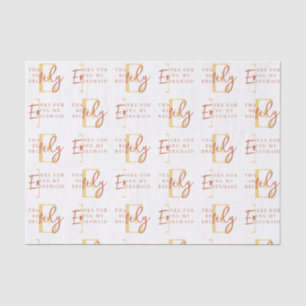 Papier Mousseline Monogram Terracotta Motif Bridesmaid Merci Tiss
