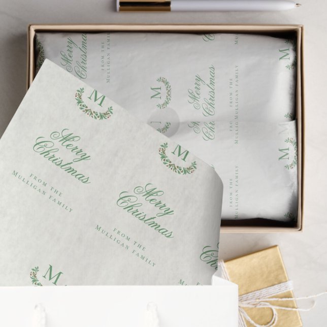 Papier Mousseline monogramme classique famille de Noël (Créateur téléchargé)