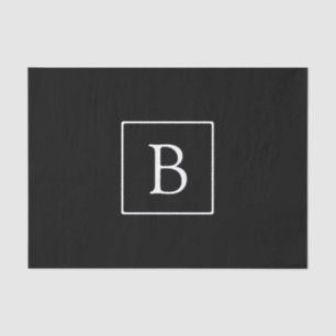 Papier Mousseline Monogramme classique simple Texte noir et blanc