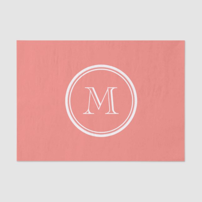 Papier Mousseline Monogramme Coral initial rose haut de gamme (Recto)