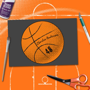 Papier Mousseline Monogramme de basket-ball Personnalisé