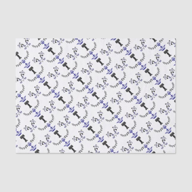 Papier Mousseline Monogramme de couronne 'T' (Recto)