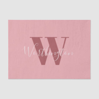 Papier Mousseline Monogramme de fille et nom rose roux