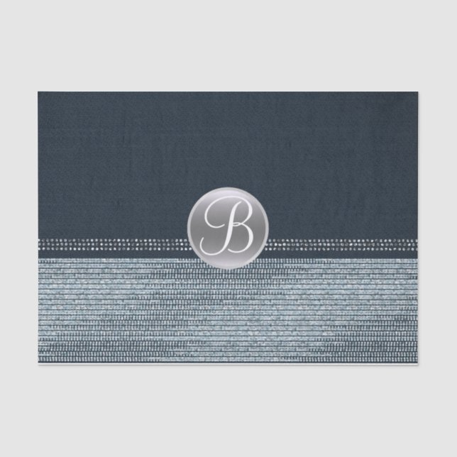 Papier Mousseline Monogramme de glam étincelant de diamants de Denim (Recto)