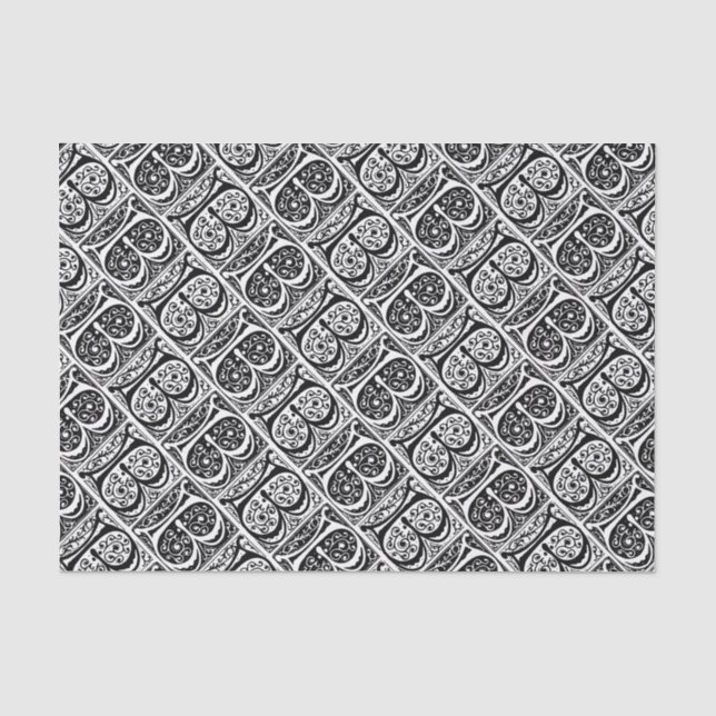 Papier Mousseline Monogramme de la lettre lumineux par manuscrit (Recto)
