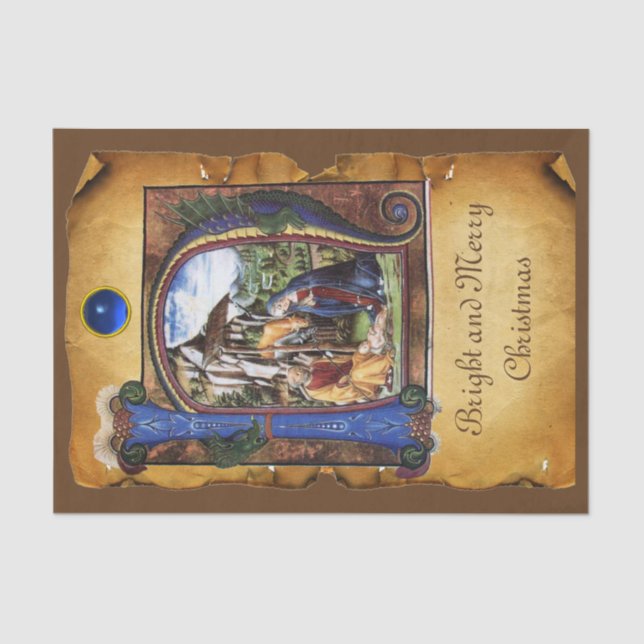 PAPIER MOUSSELINE MONOGRAMME DE PARCHEMENT NATIVITÉ NOËL (Recto)