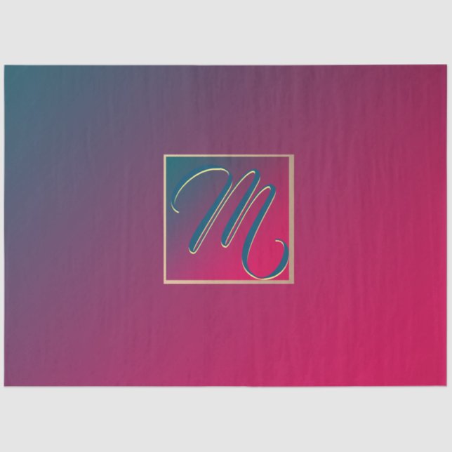 Papier Mousseline Monogramme du dégradé pourpre de fumée (Recto)