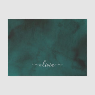 Papier Mousseline Monogramme Emerald Green Watercolor