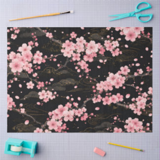 Papier Mousseline Monogramme Fleur de Cerisier Japonaise Rose Pâle n