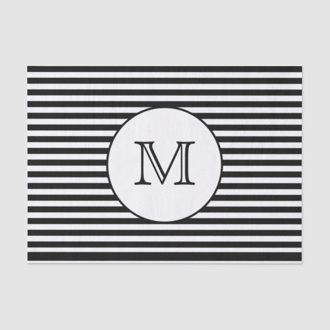 Papier Mousseline Monogramme Grandes noires et blanches (Recto)