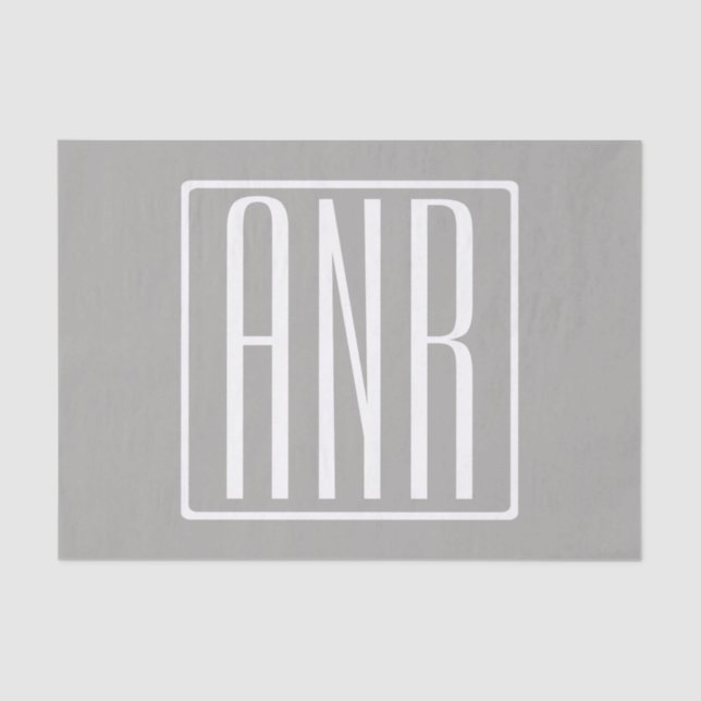 Papier Mousseline Monogramme initial | Blanc sur gris clair (Recto)