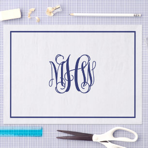 Papier Mousseline Monogramme initial de Vigne de la marine 3 do-it-y