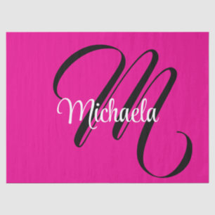 Papier Mousseline Monogramme moderne minimaliste nom initial rose ch