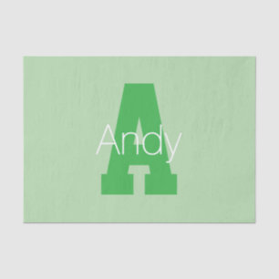 Papier Mousseline Monogramme moderne Pale & Kelly Green